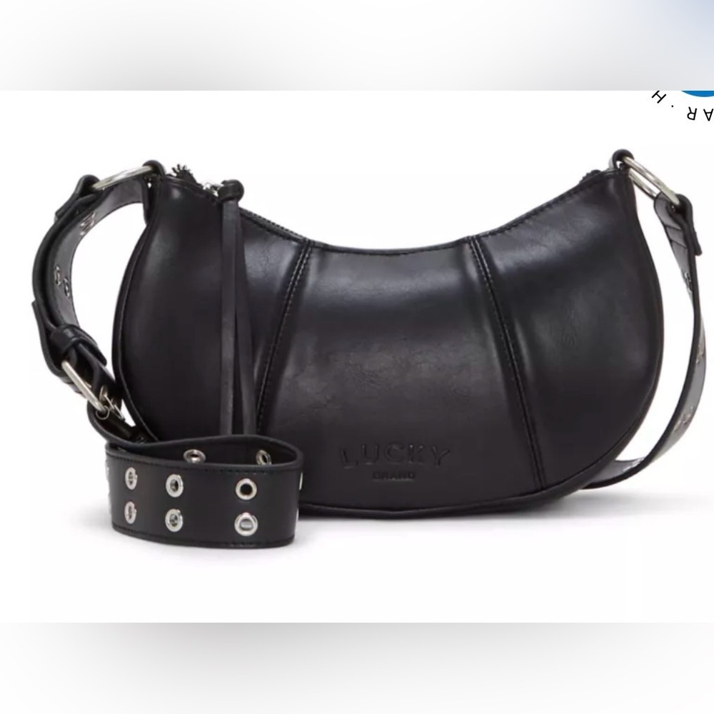 Lucky Brand, Black GLNAPU Leather, Crossbody/ Shoulder Purse Adjustable Strap